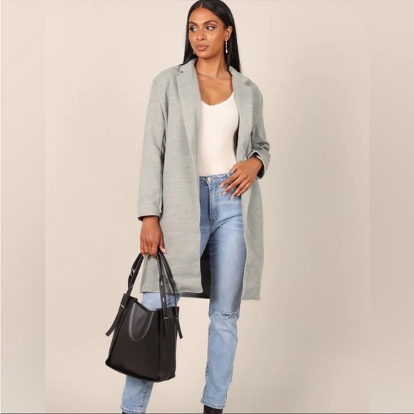 NWT Petal & Pup Long Grey Coat Lightweight Single Button Collared Coat - Picture 3 of 9